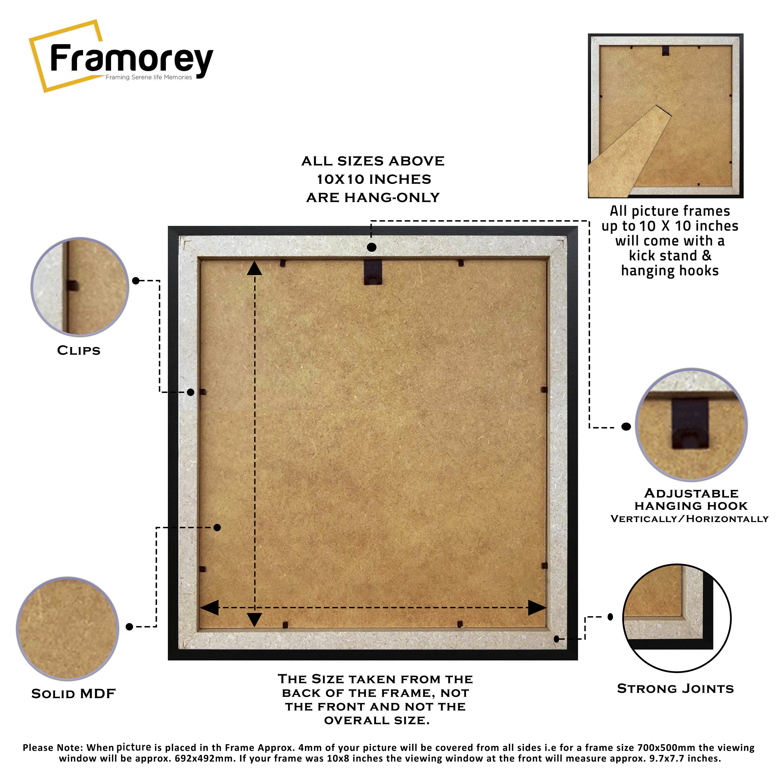 Swept Style Square Black Picture Frame white Mount