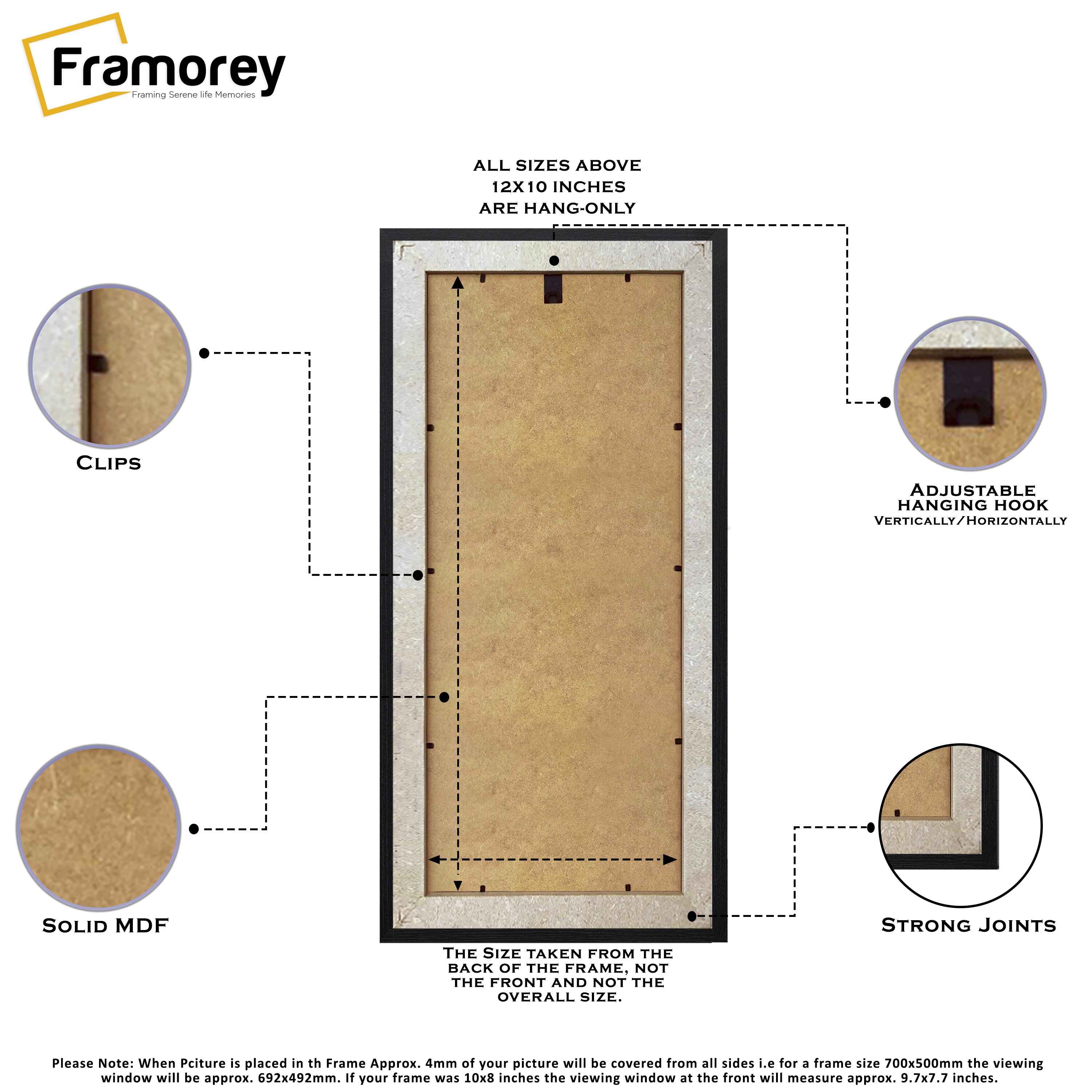 Panoramic Size Black Picture Frames Handmade Wooden Effect Poster Frames