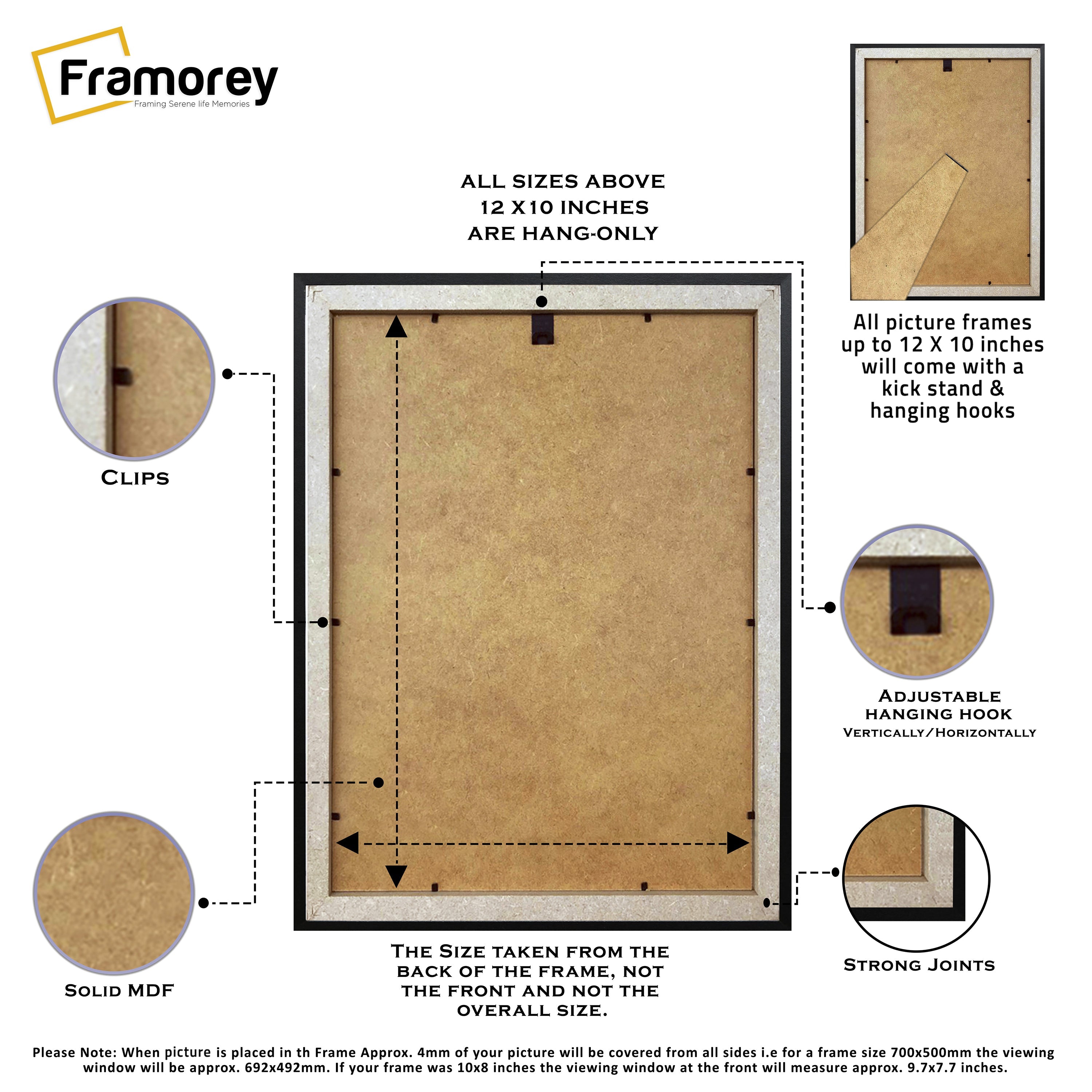 Swept Style Black Picture Frame Wall Décor Photo Frame With Ivory Mount