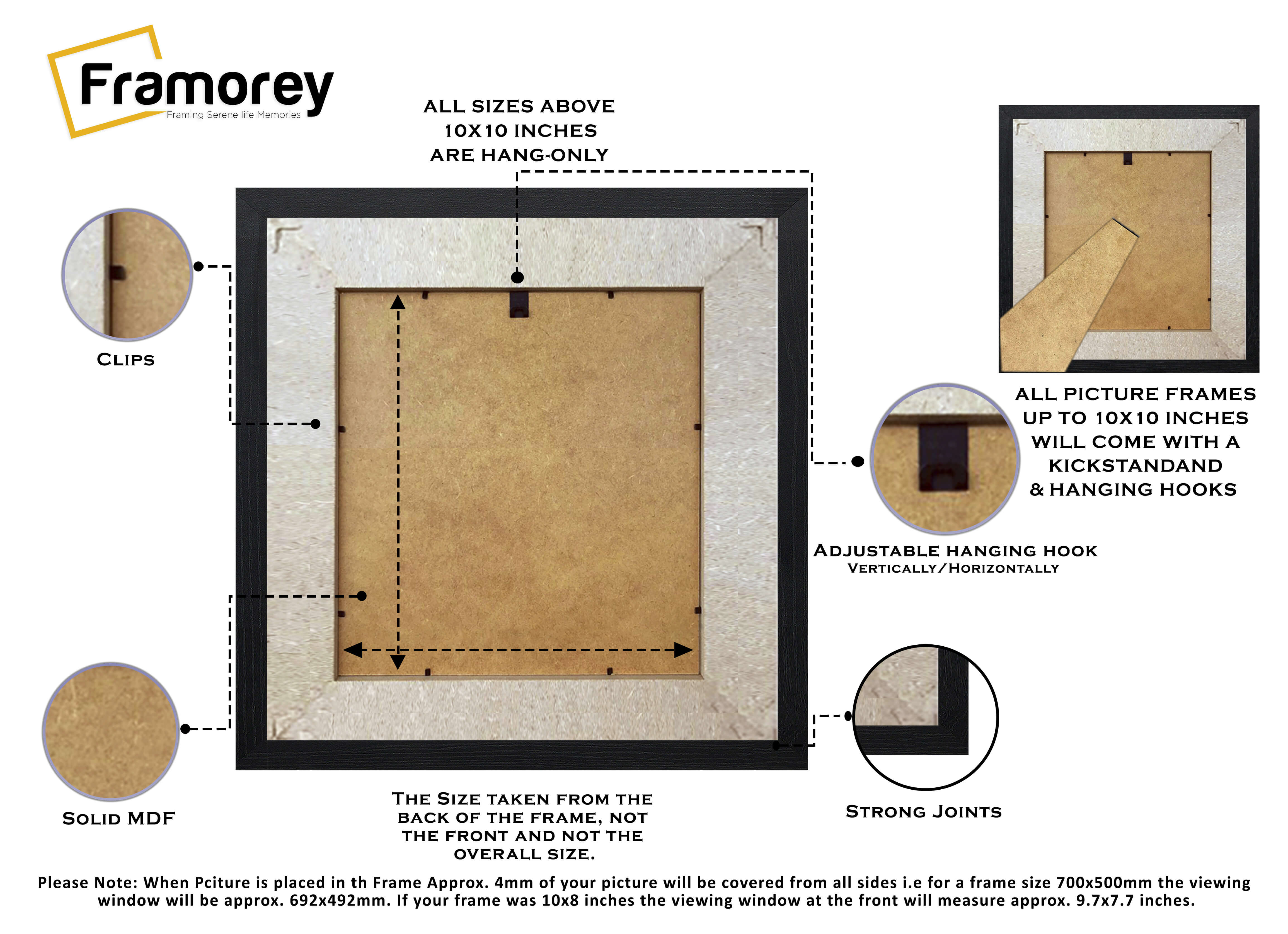 Square Size Brushed Black Picture Frames With Ivory Mount