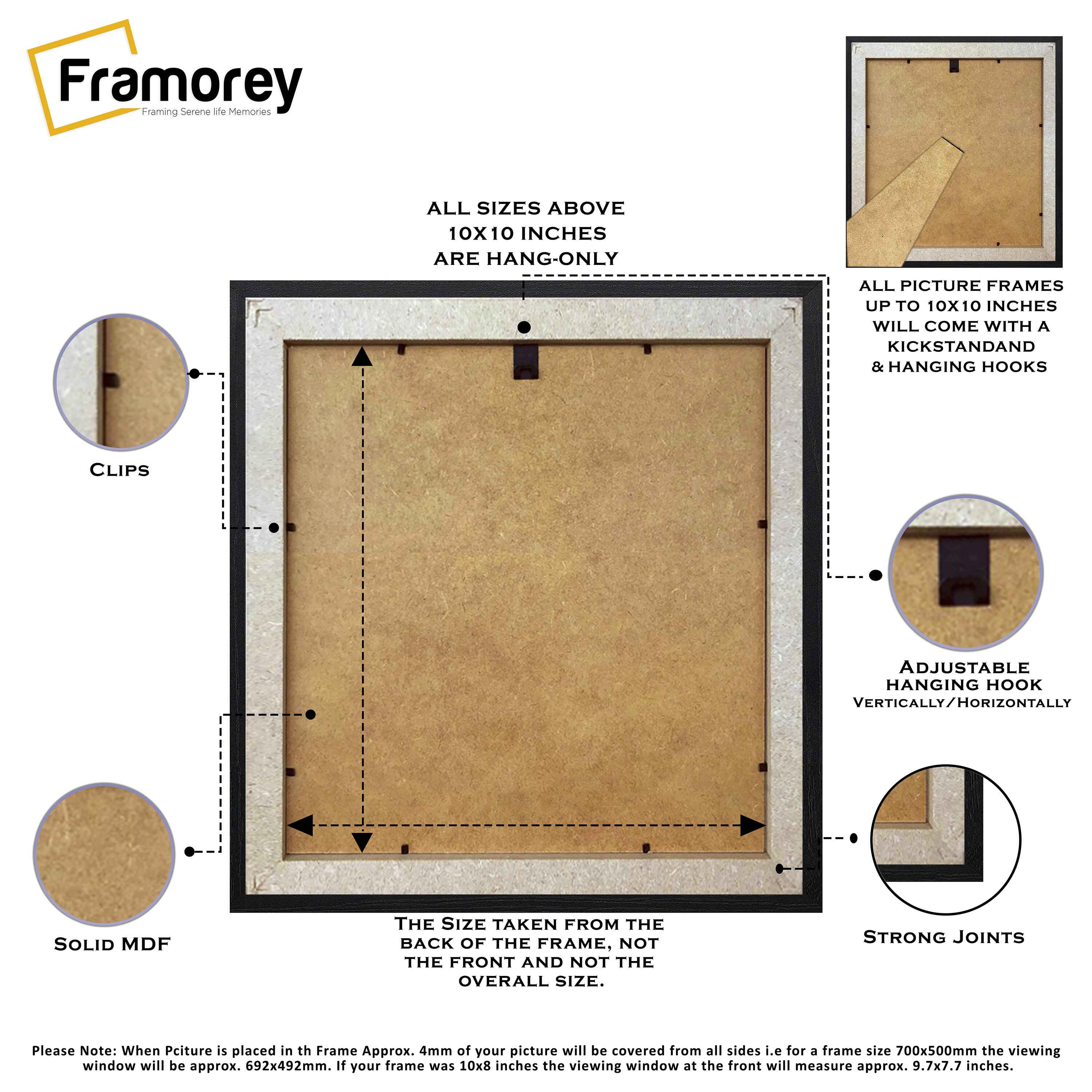 Square Size Black Picture Frames Handmade Wooden Photo Frames With Black Mount