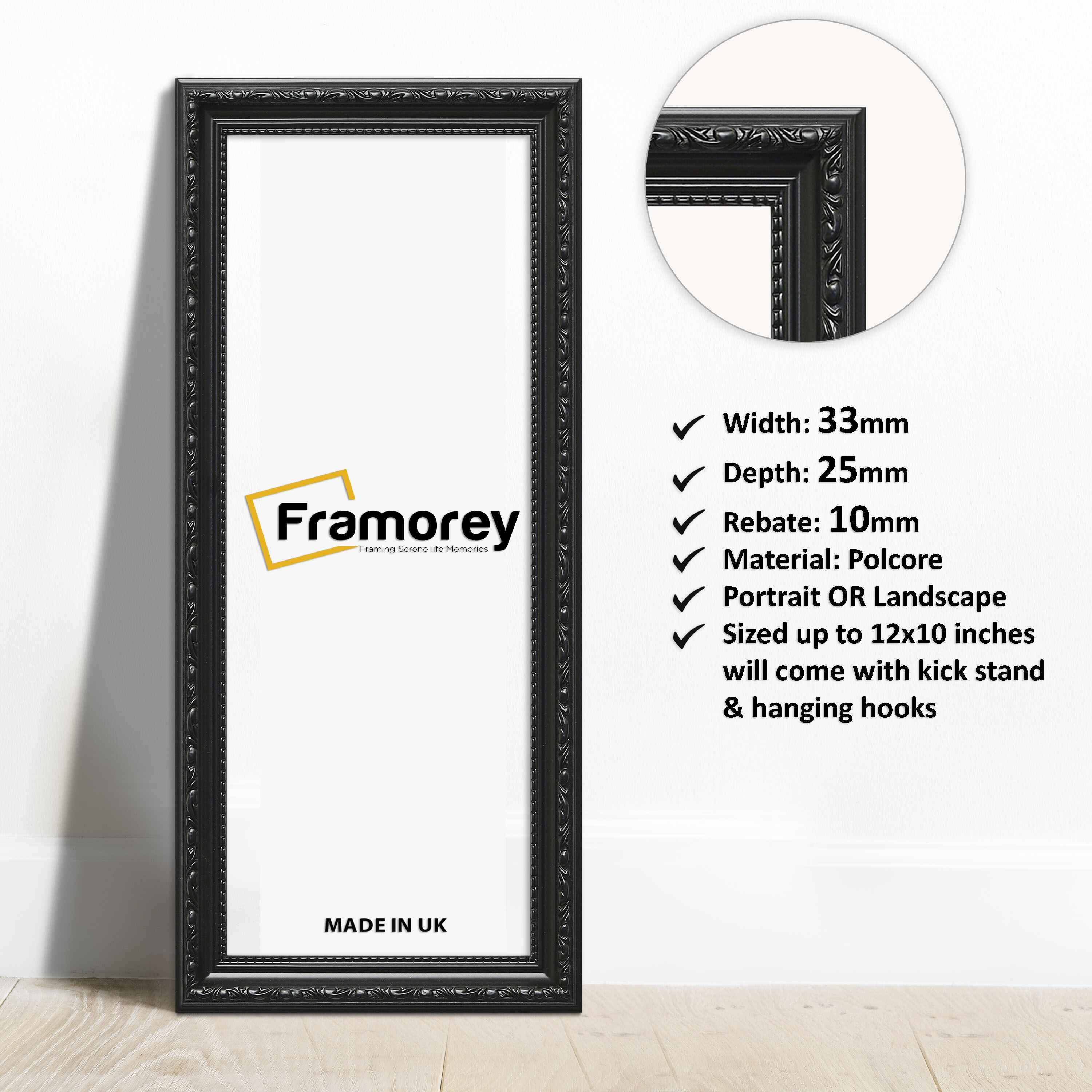 Shabby Chic Effect Panorama Style Black Photo Frame Picture Frame