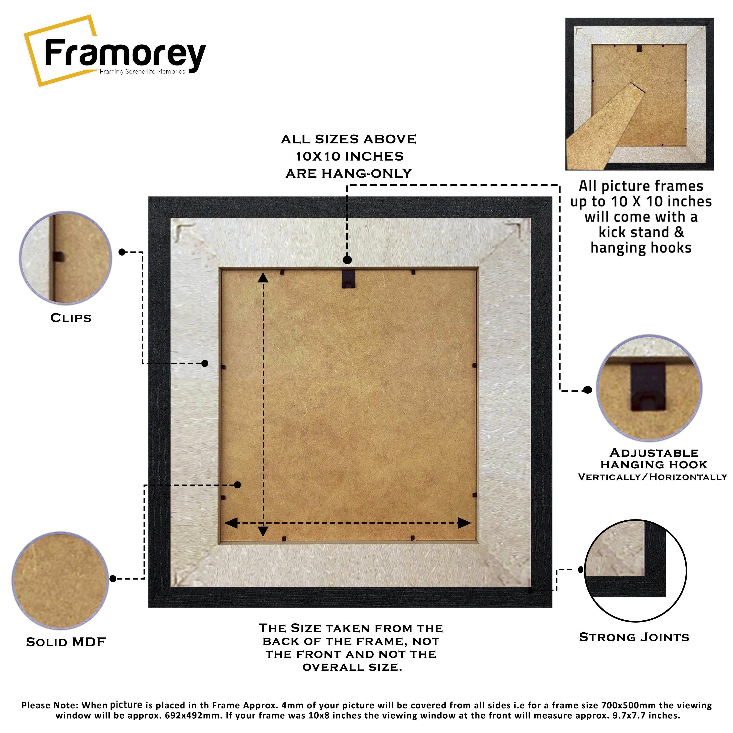 Square Photo Frame Backside View Highlighting its Features