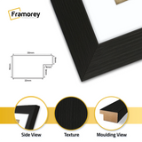 close view of black frame featuring side view texture and molding view