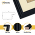 Black picture frame with ivory mount, close view profile showing moulding depth and edge detail for wall art or photo display