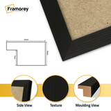 close view of black Poster frame featuring side view texture and molding view