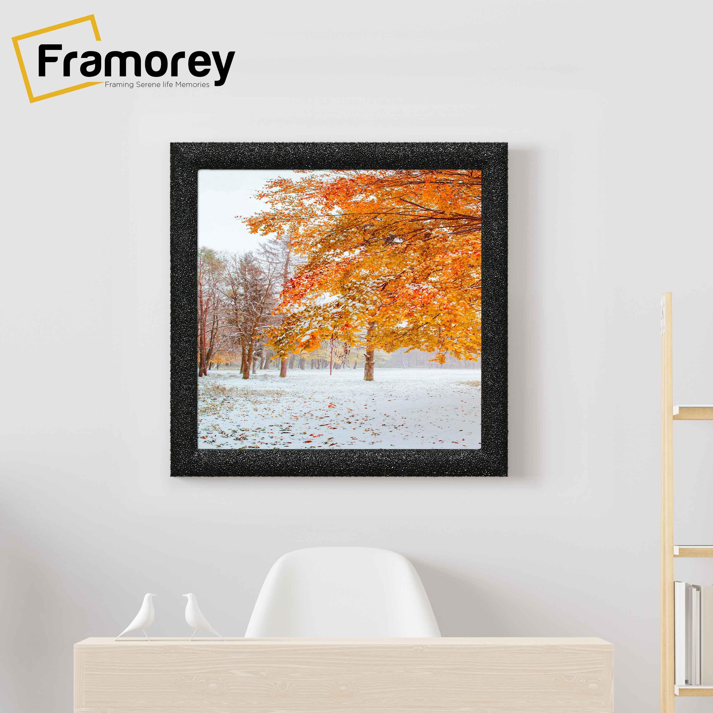 Square Size Glitter Sparkle Black Poster Frames is hanging on a wall