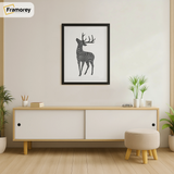 Thin Matt Black Photo Frame is hanging on a wall just over the Table