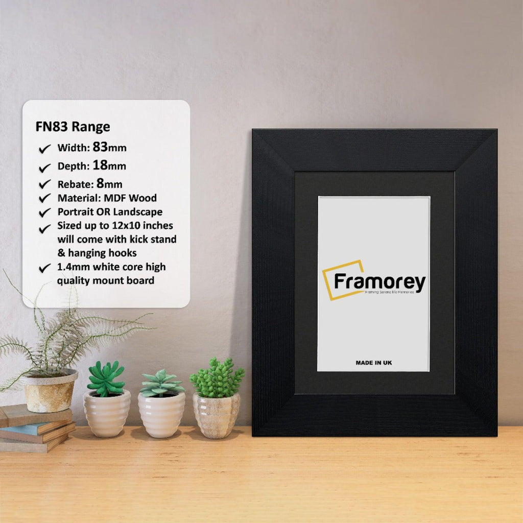 Black Photo Frame Poster Frame With Black Mount with some detail on its measurement.