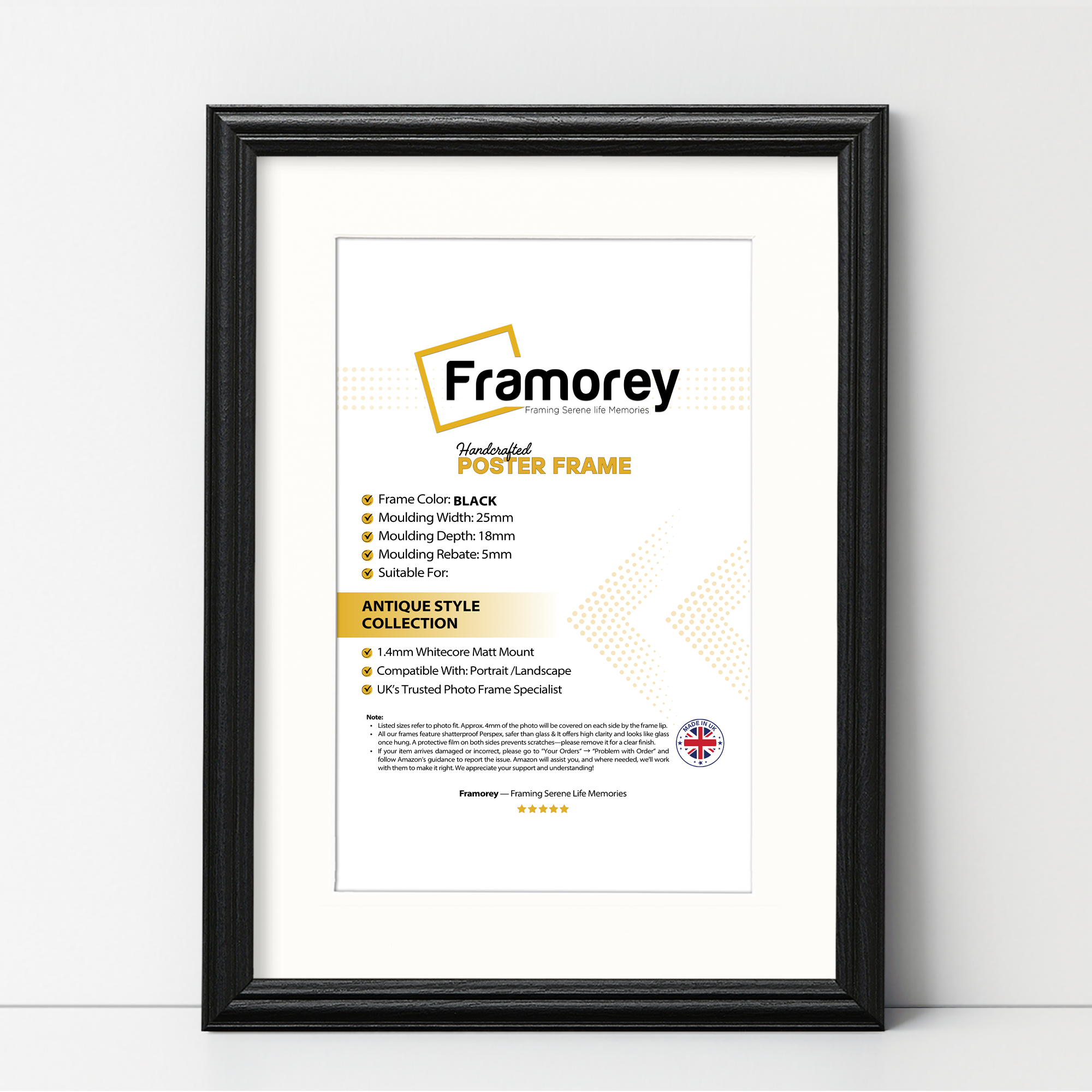 Black Picture Frame With White Mount