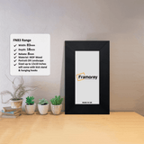 Panoramic Picture Frames standing with a wall on a wooden surface with some detail on its measurement.