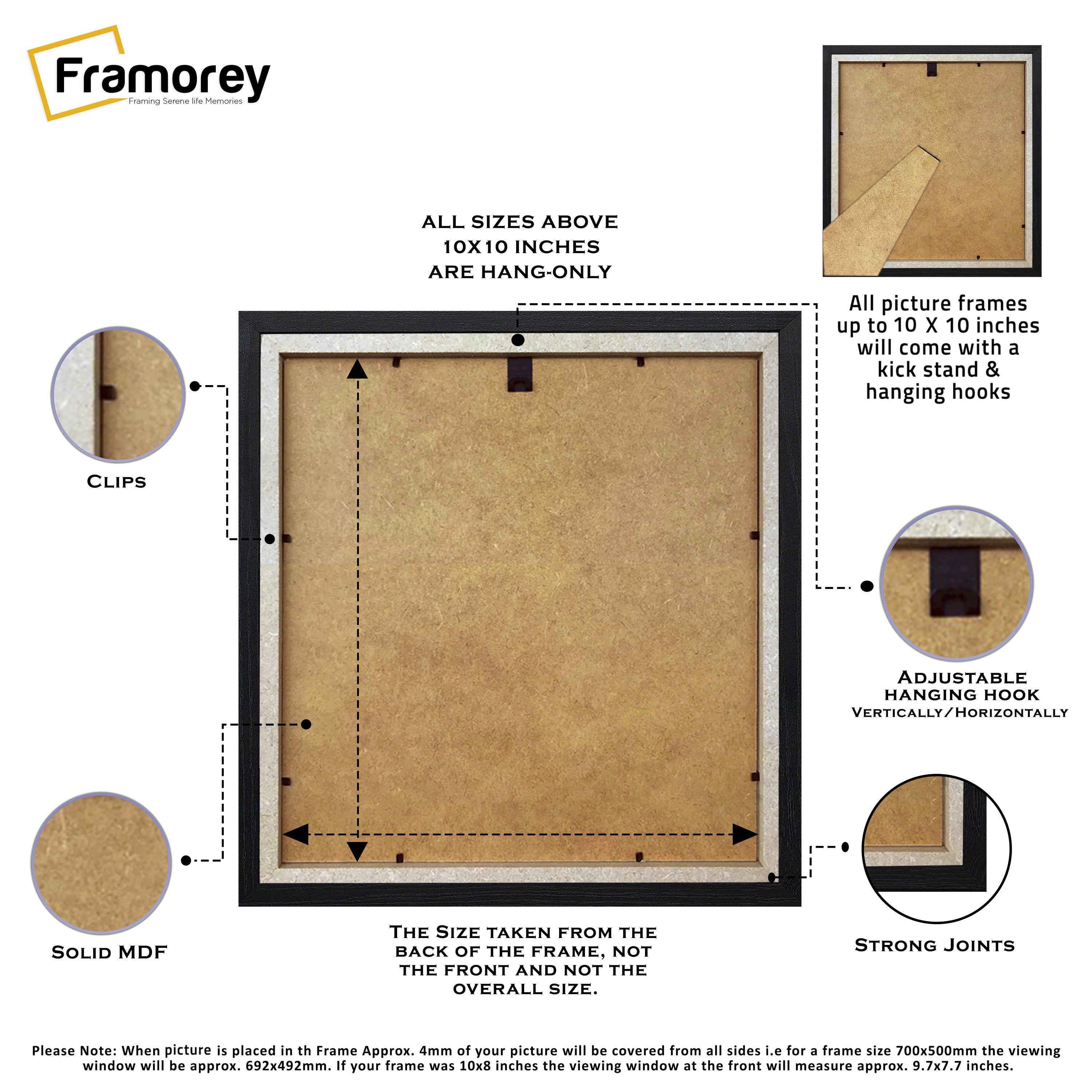 Backside Picture Frame With some details about it's features