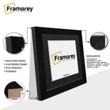 Side view of a Square Ash Black Photo Print Frames with Black mount with some focus on some of its parts.