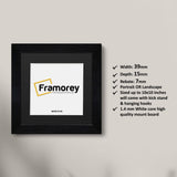 Square Ash Black Picture Frames with Black mount with some details .