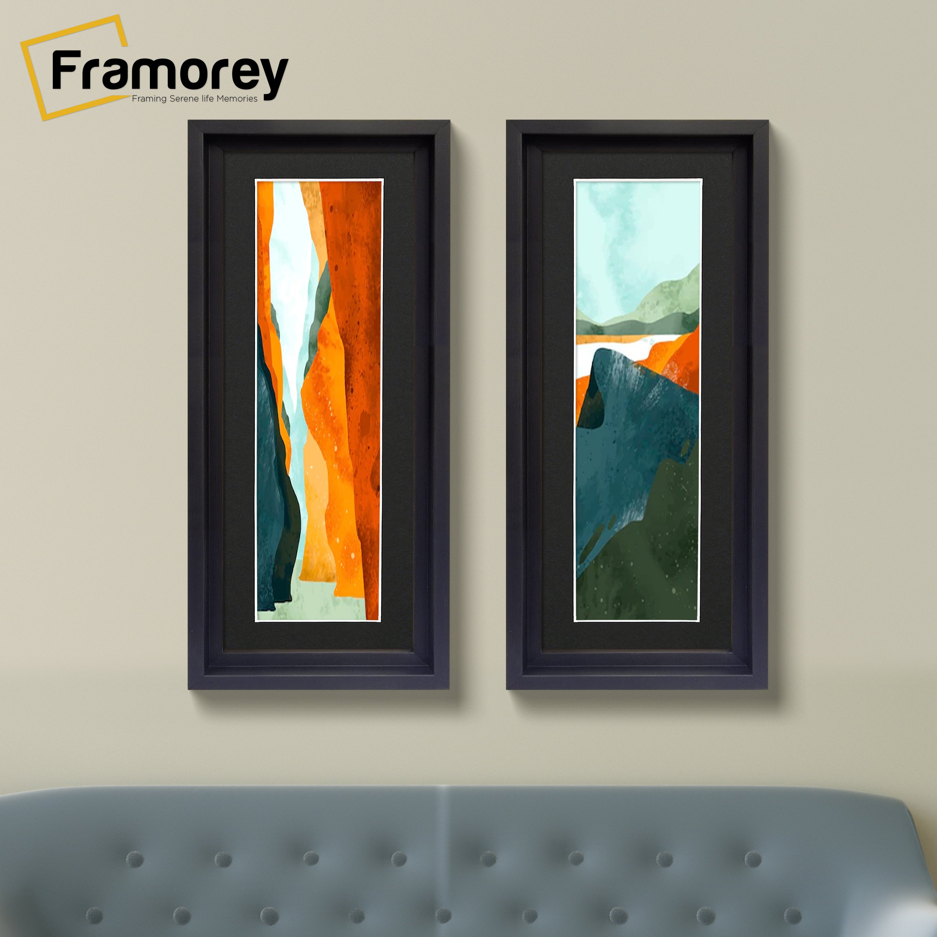 Panorama Style Black Oslo Picture Frames With Black Mount