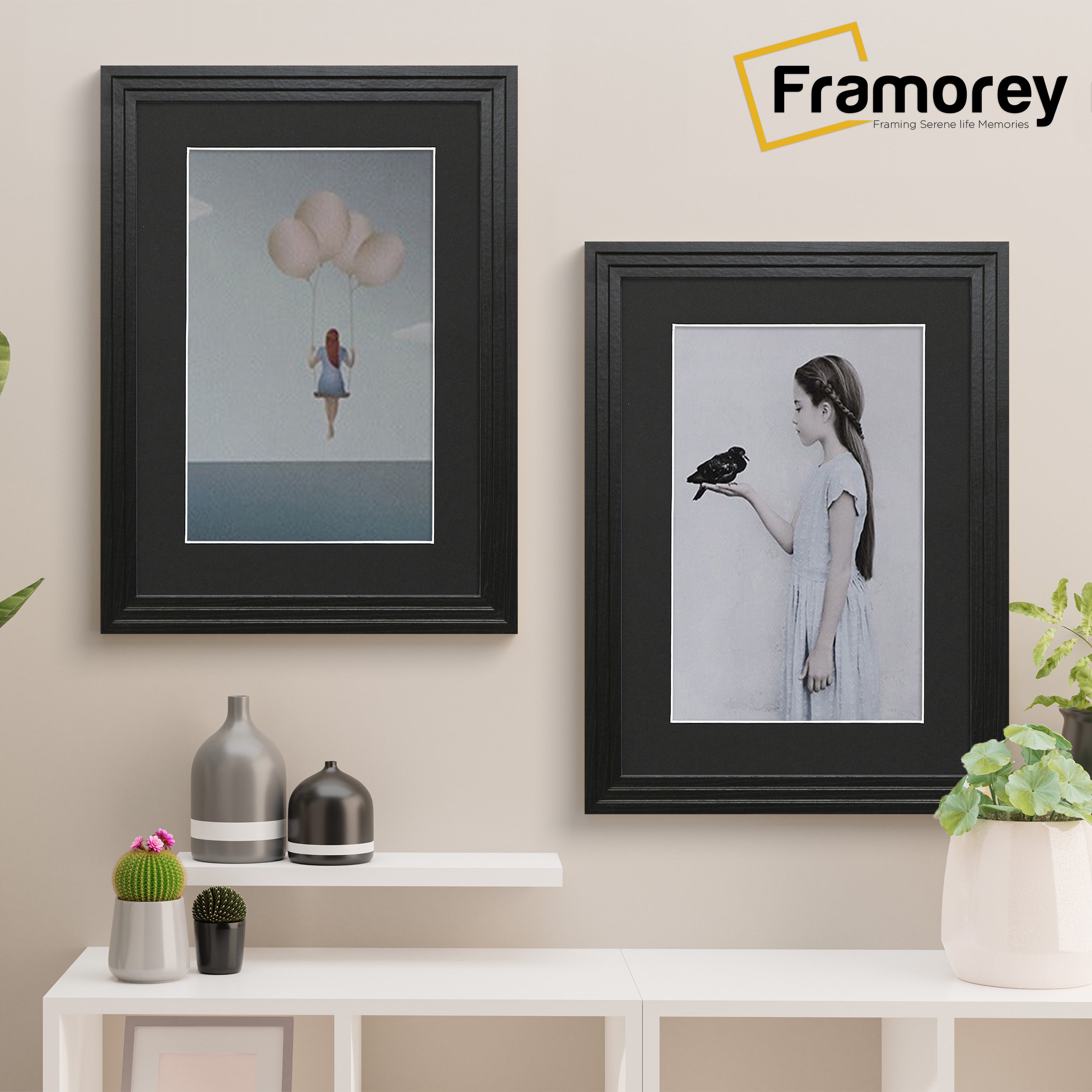 Step Style Black Picture Frame Wall Art Poster Frame With Black Mount
