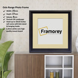 Square Size Black Oslo Photo Frames Wall Art Frames With Ivory Mount