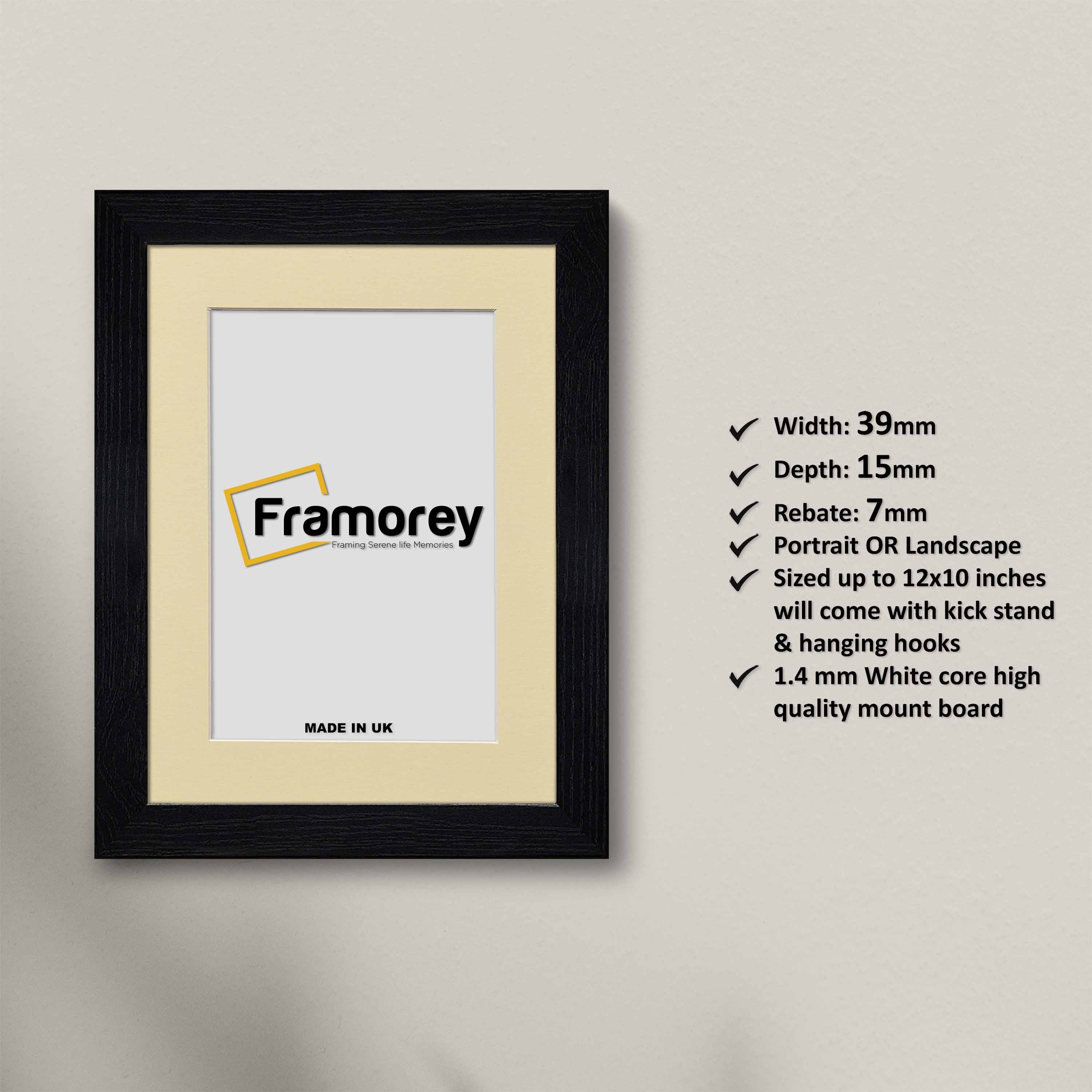 Black Picture Frames Handmade Wooden Effect Photo Frames With Ivory Mount