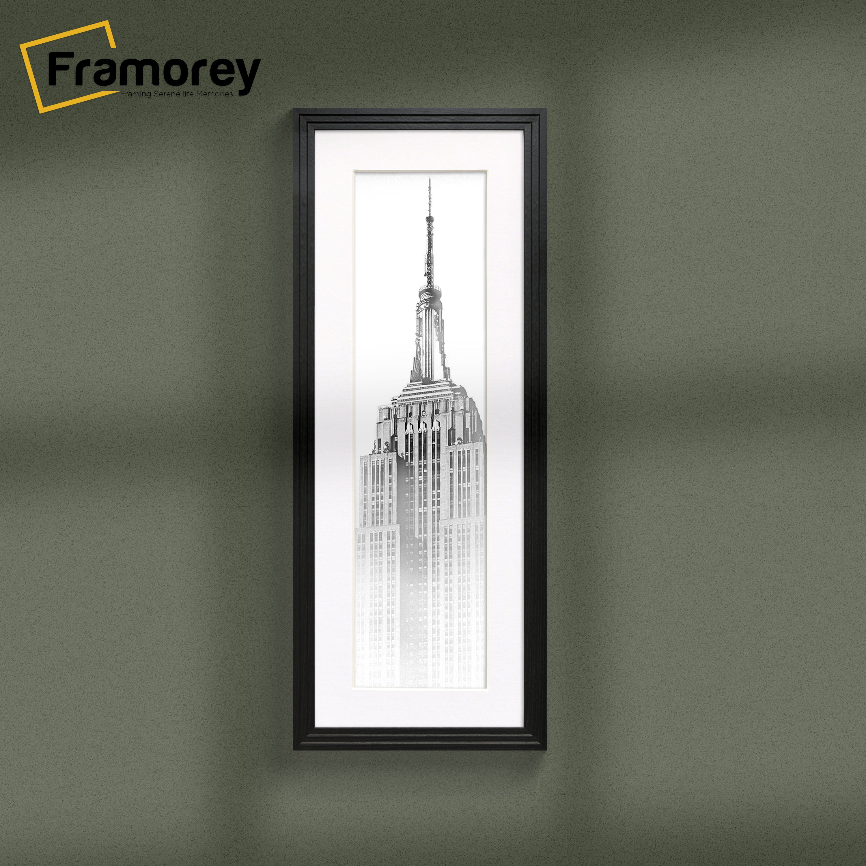 Panoramic Step Style Black Photo Frame With White Mount