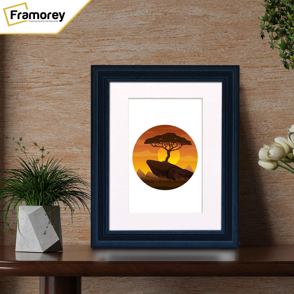 Grained Black Picture Frame Fletcher Wood Wall Art Frame With White Mount