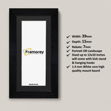 Panoramic Size Black Picture Frames Handmade Wooden Poster Frames With Black Mount