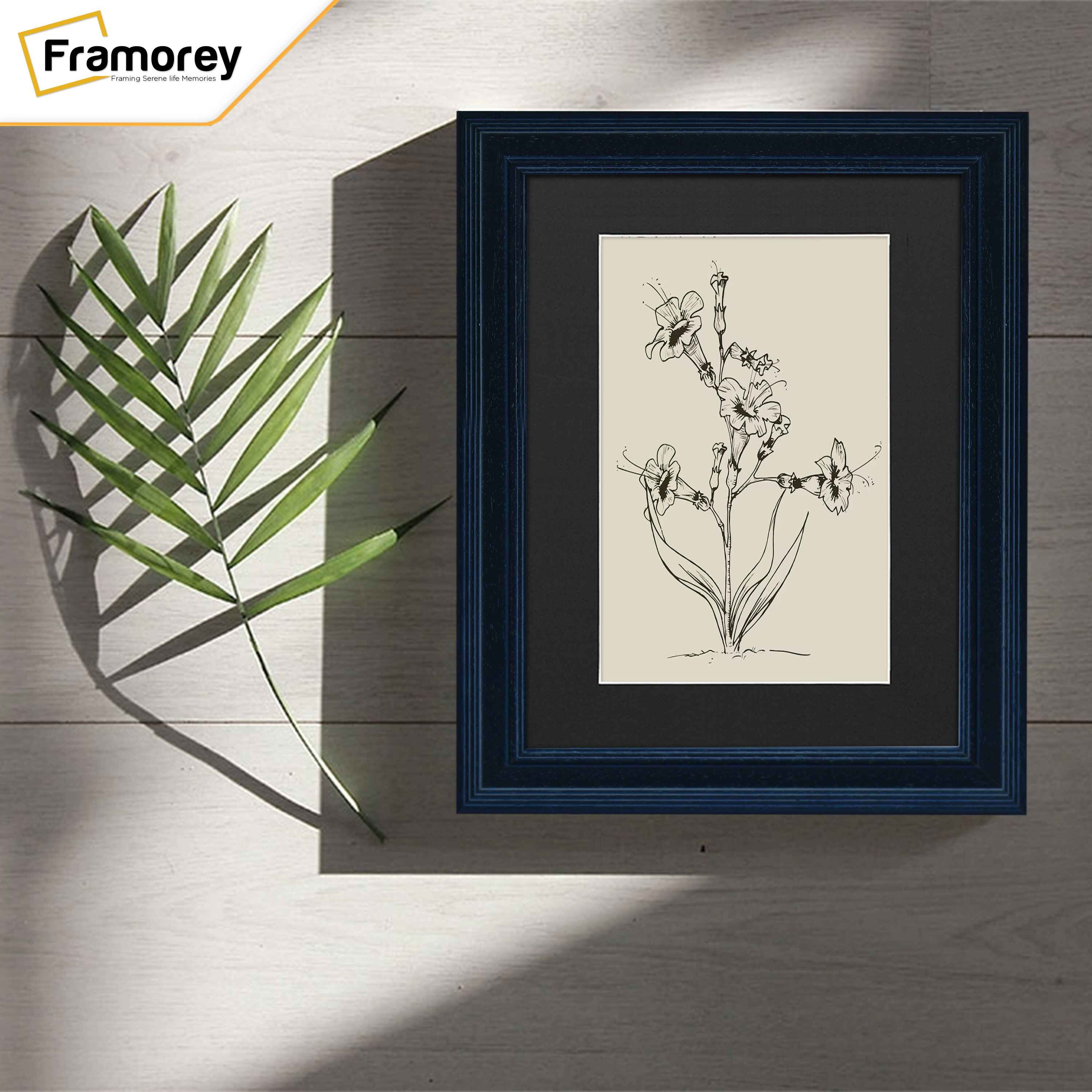 Grained Black Picture Frame Fletcher Wood Wall Art Frame With Black Mount