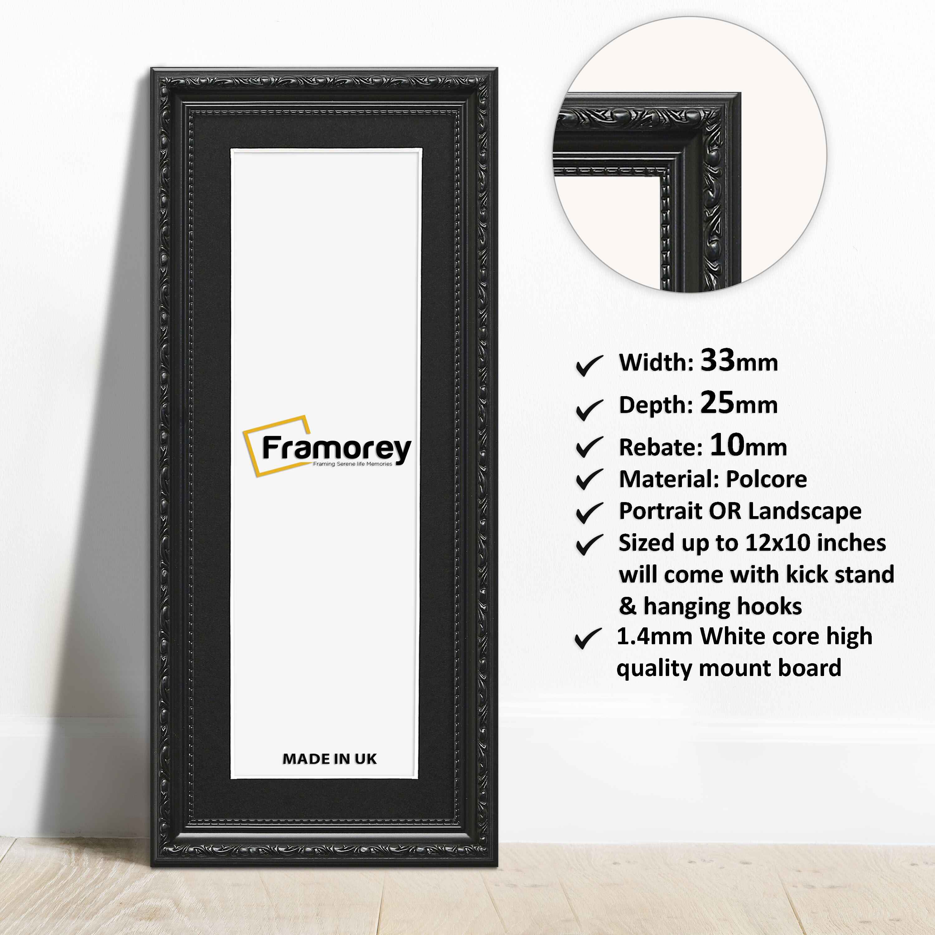Panoramic Size Black Picture Frame Shabby Wall Frames With Black Mount
