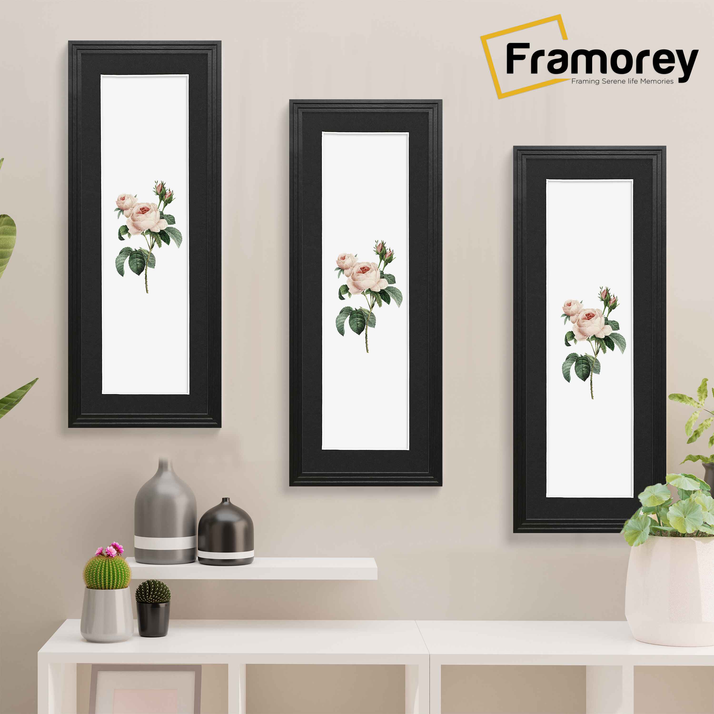 Panoramic Step Style Black Photo Frame With Black Mount