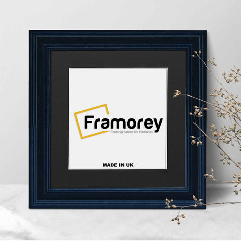 Square Size Grained Black Picture Frame Fletcher Wood Style With Black Mount