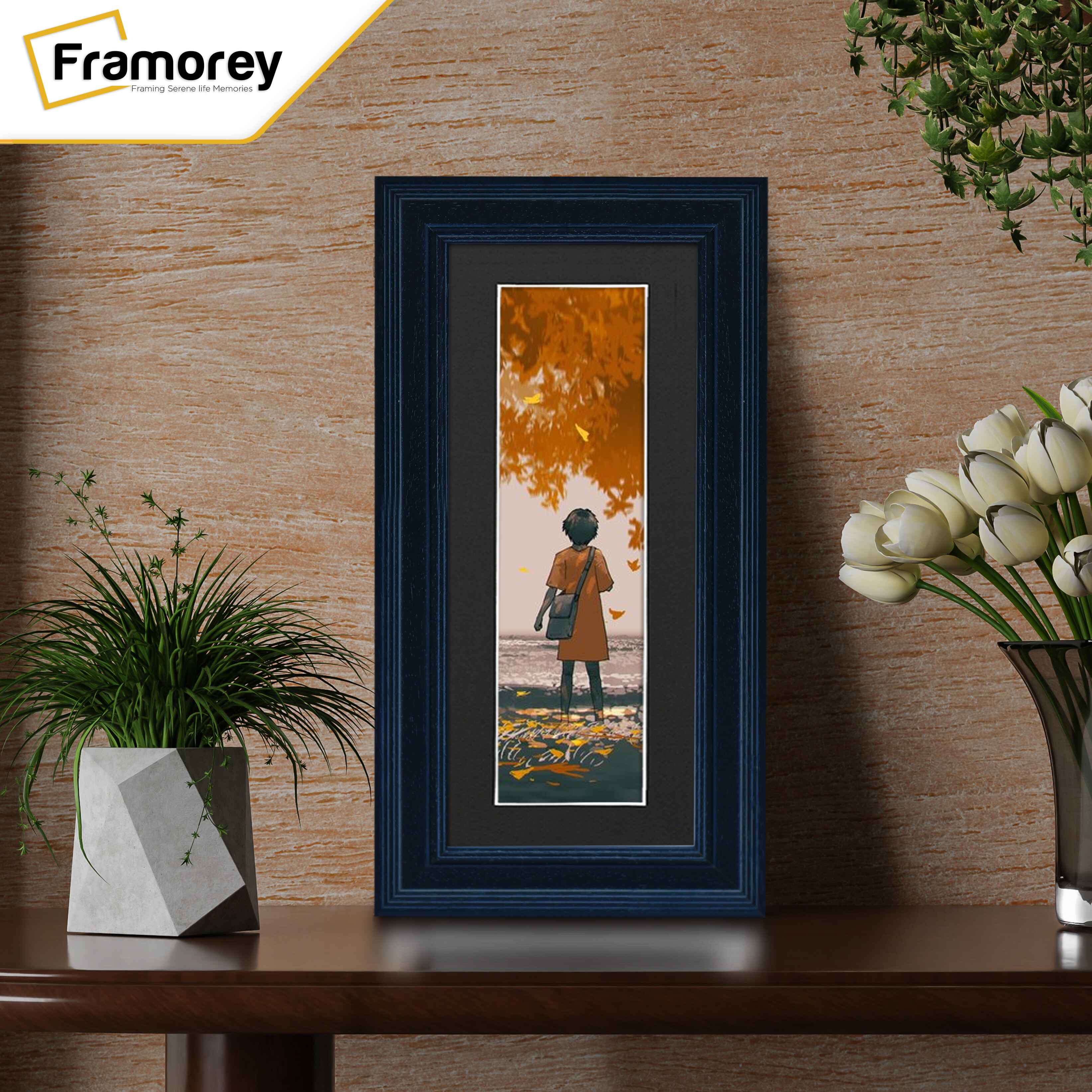 Panoramic Size Grained Black Picture Frame Photo Frame Fletcher Wood With Black Mount
