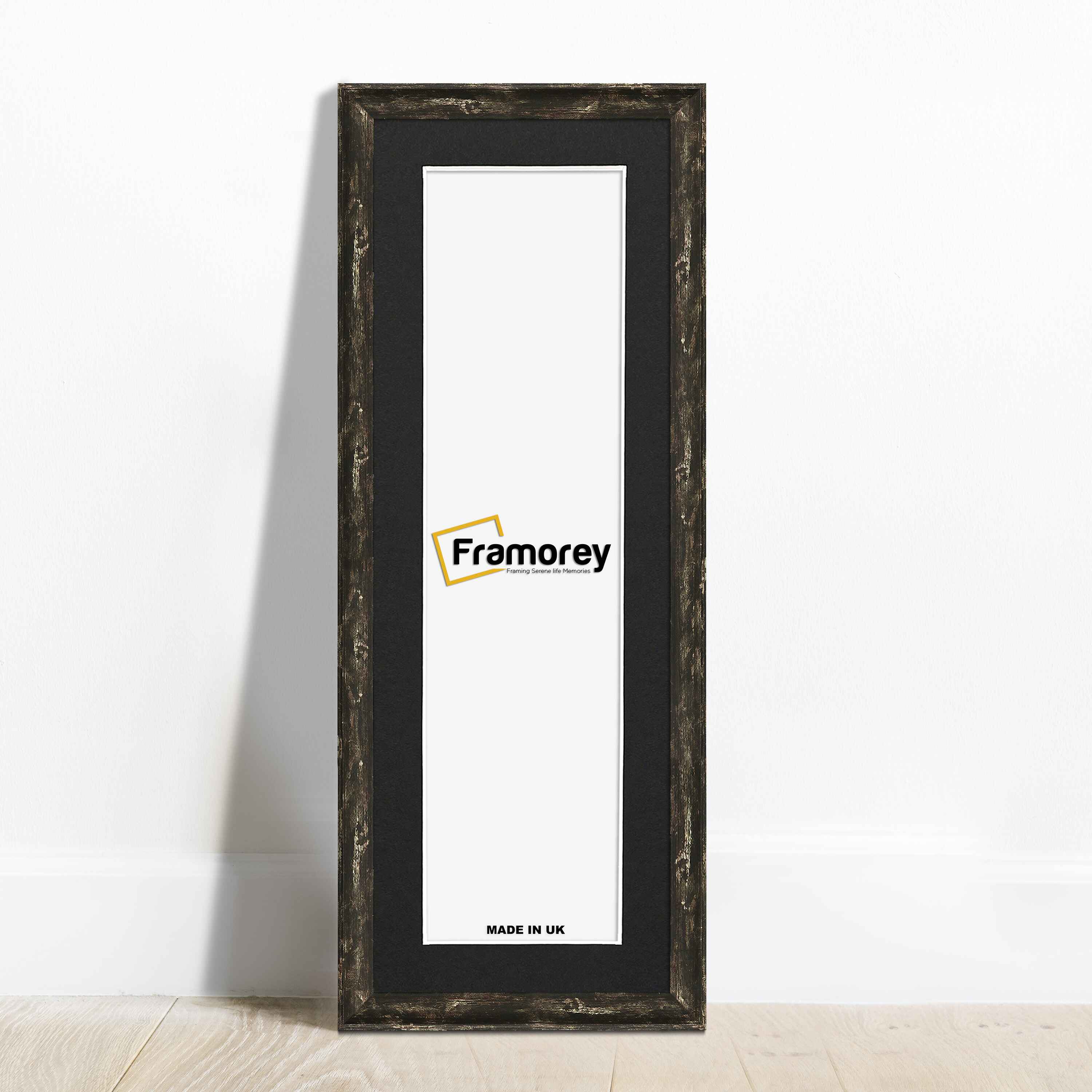 Panoramic Size Vintage Distressed Black Photo Frames With Black Mount