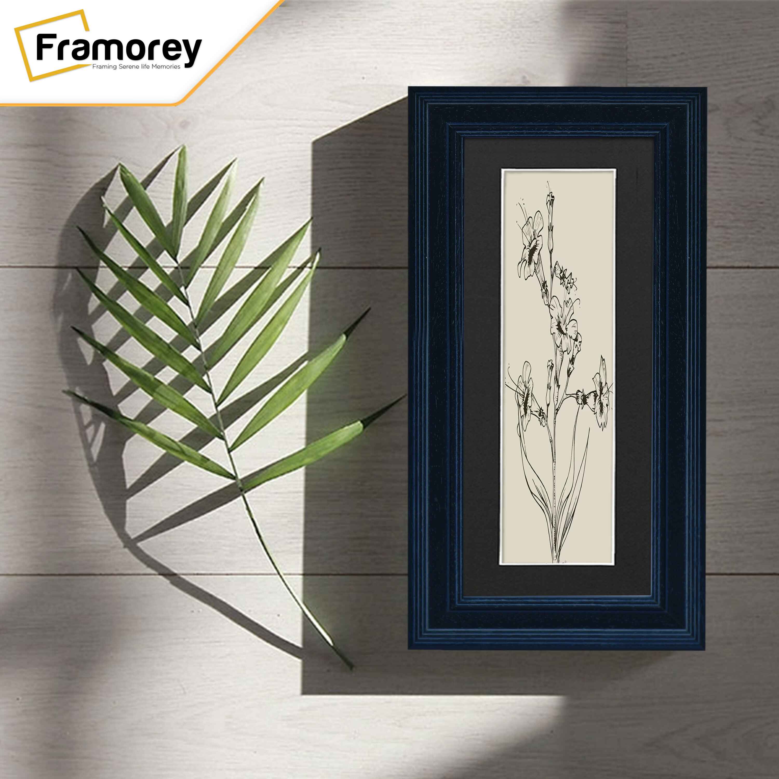 Panoramic Size Grained Black Picture Frame Photo Frame Fletcher Wood With Black Mount