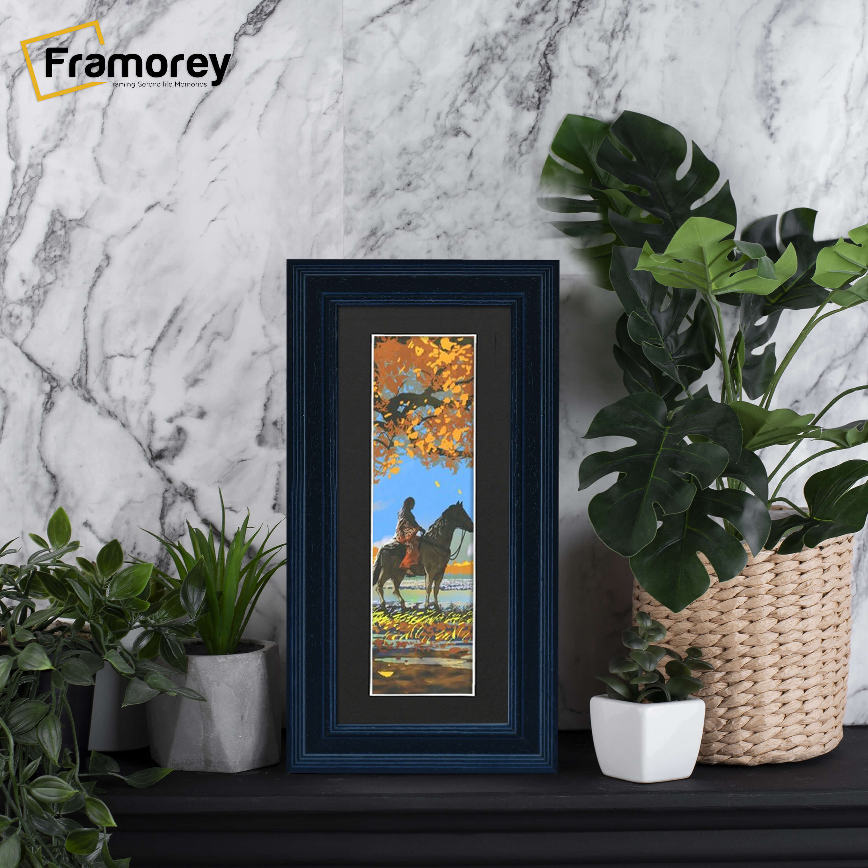 Panoramic Size Grained Black Picture Frame Photo Frame Fletcher Wood With Black Mount