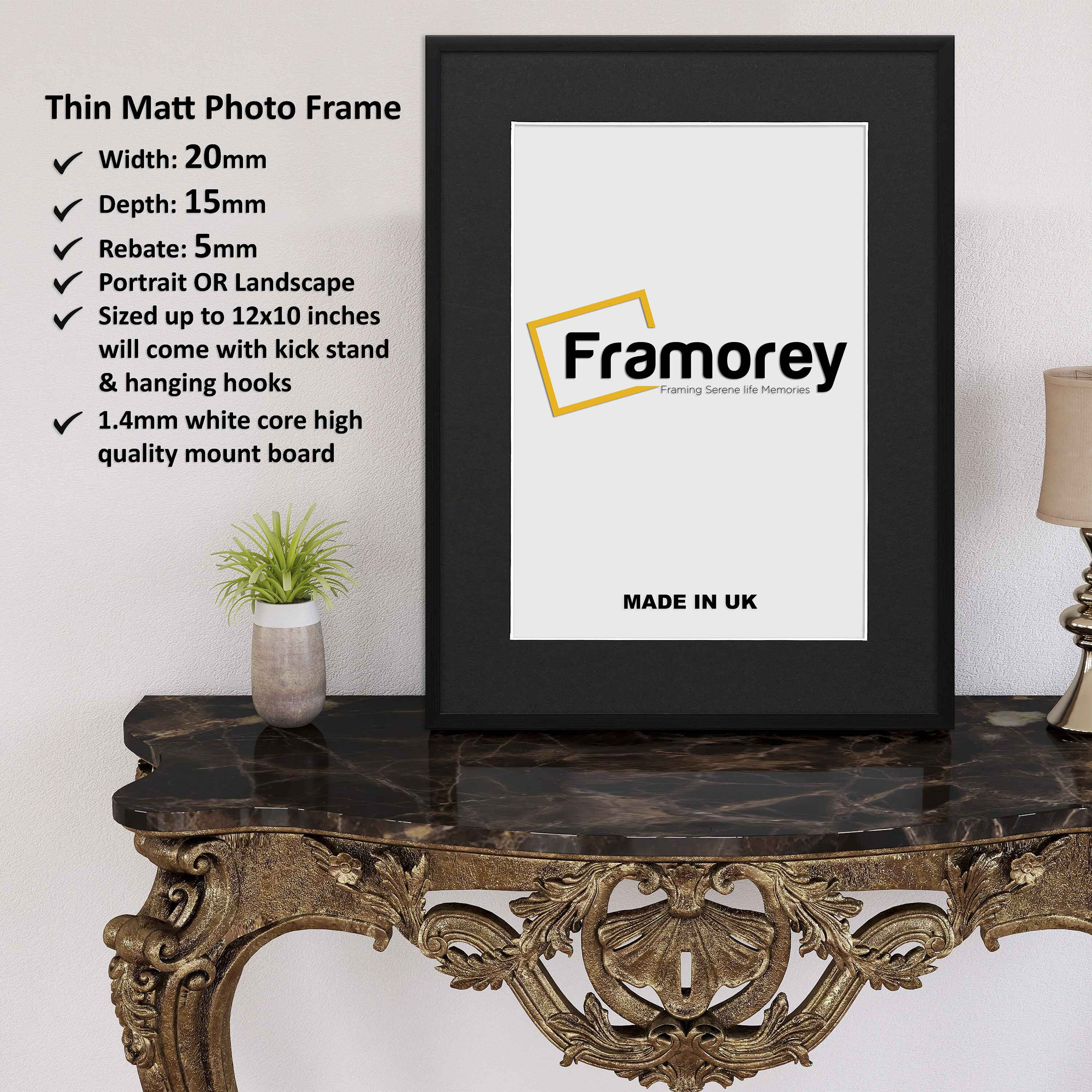 Obeche Solid Wood Picture Frames with Black Mount