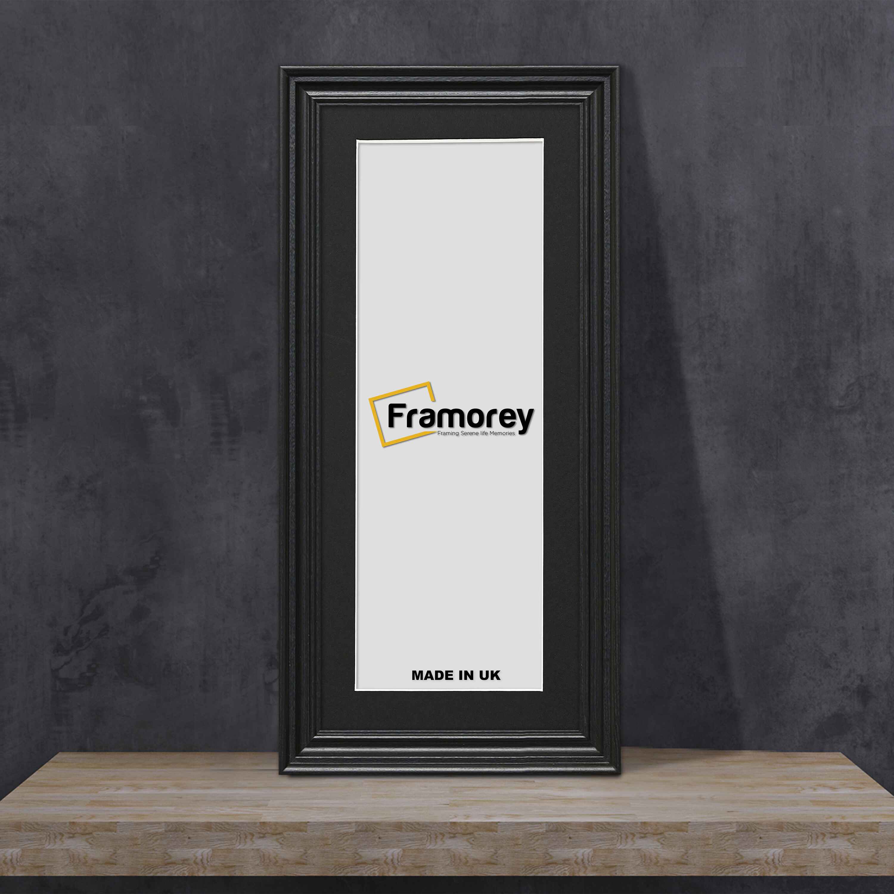 Swept Style Panoramic Black Picture Frame Wall Décor Photo Frame With Black Mount