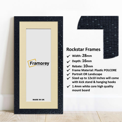 Panoramic Black Picture Frame Rockstar Wall Art Frame With Ivory Mount