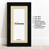 Panoramic Black Picture Frames Handmade Poster Frames With Ivory Mount