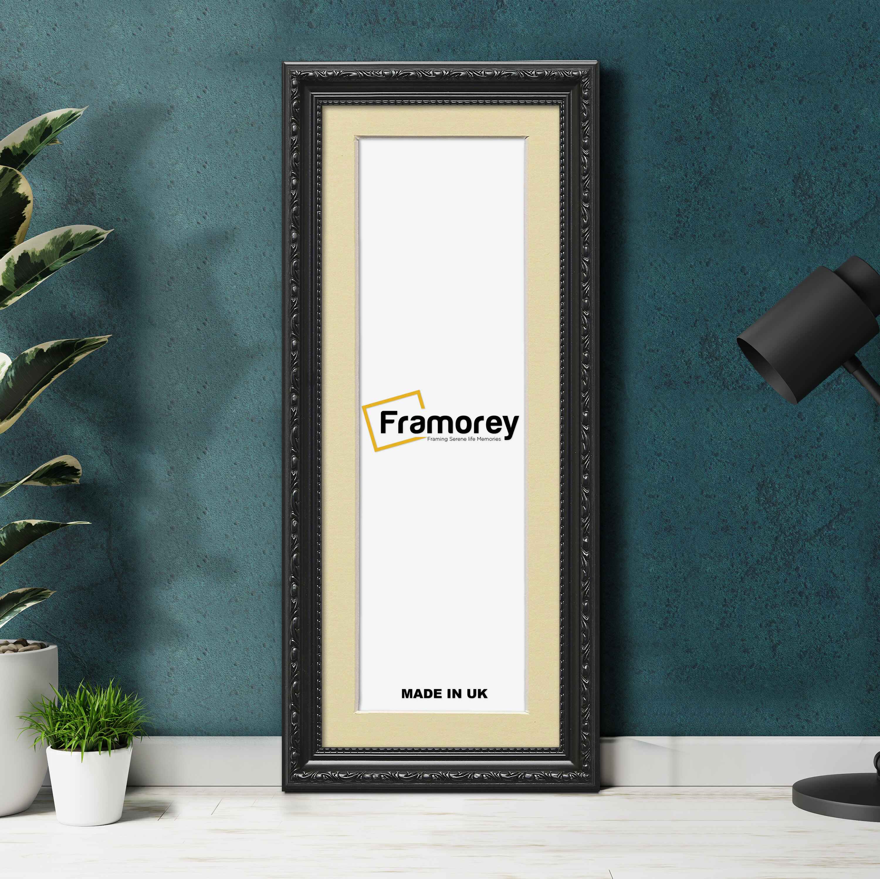 Panoramic Size Black Picture Frame Shabby Wall Frames With Ivory Mount