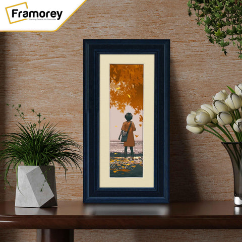 Panoramic Size Grained Black Picture Frame Photo Frame Fletcher Wood With Ivory Mount