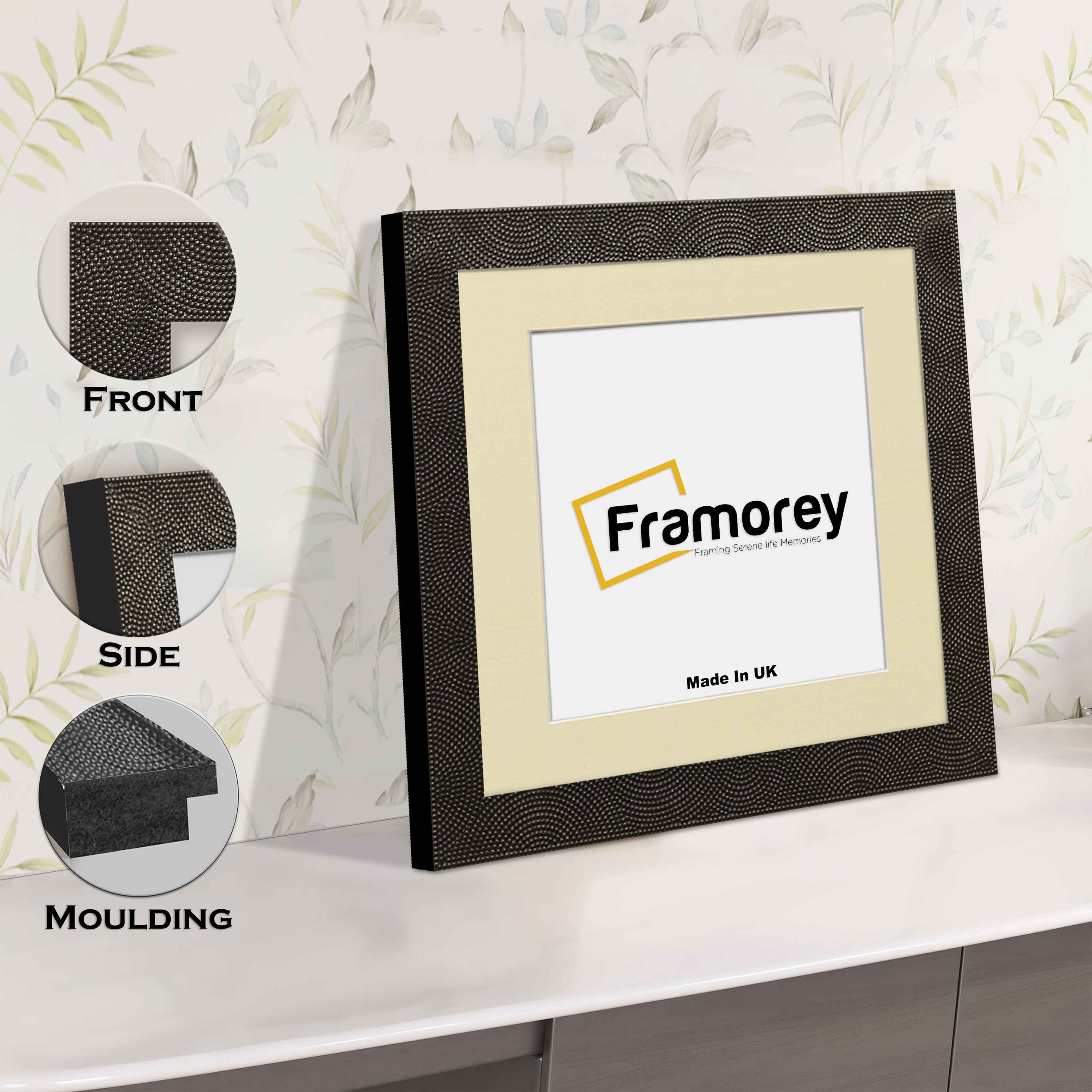Square Size Black Perisa Photo Frames Home Decor Frames With Ivory Mount