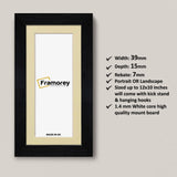 Panoramic Black Picture Frames Handmade Poster Frames With Ivory Mount