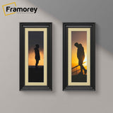 Swept Style Panoramic Black Picture Frame Photo Frame With Ivory Mount