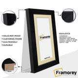Panoramic Black Picture Frames Handmade Poster Frames With Ivory Mount