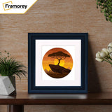 Square Size Grained Black Picture Frame Fletcher Wood Style With White Mount
