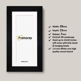 Panoramic Black Picture Frames Handmade Poster Frames With White Mount