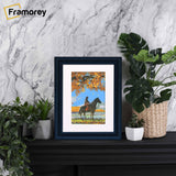 Grained Black Picture Frame Fletcher Wood Wall Art Frame With White Mount