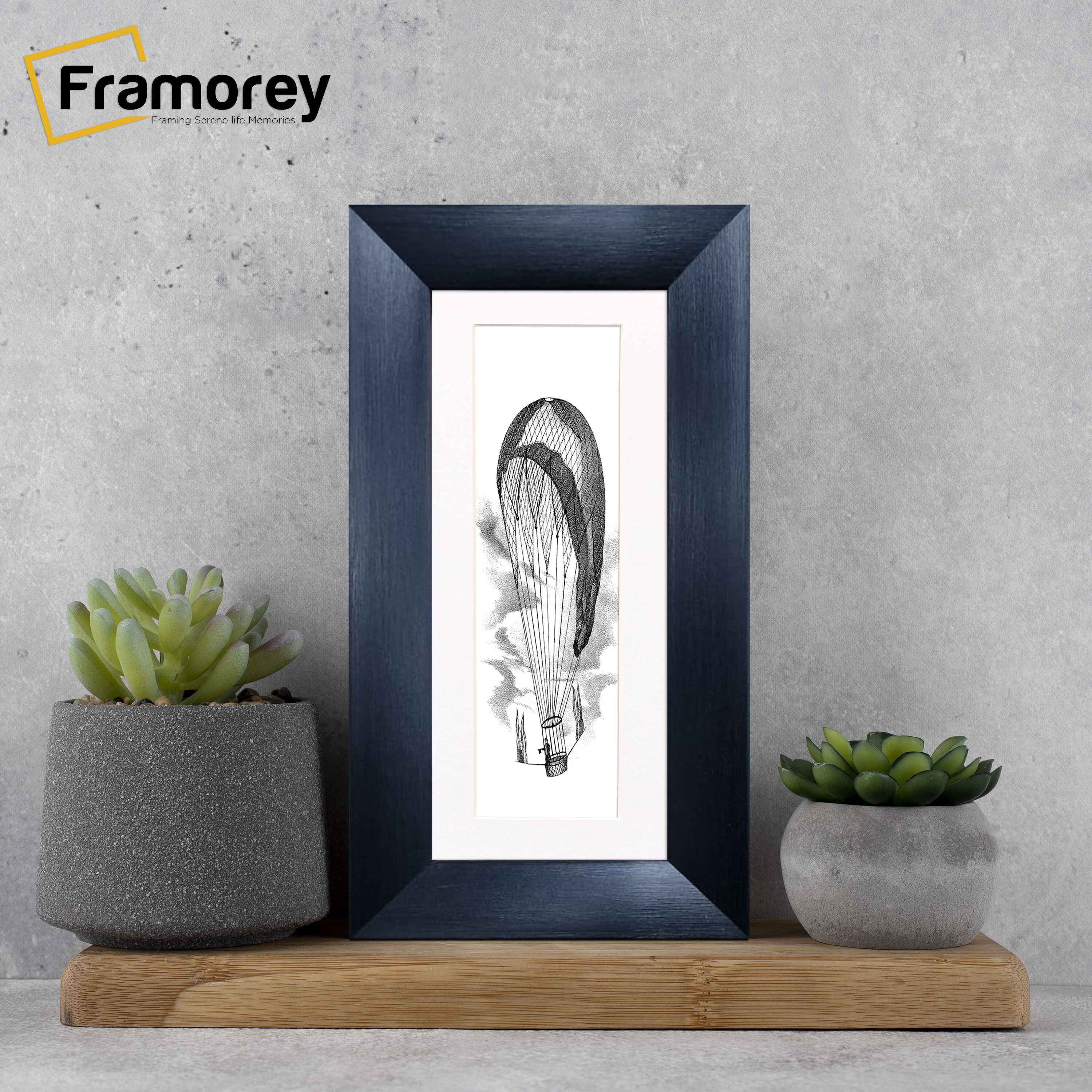 Panoramic Size Brushed Black Engraved Frames Handmade Poster Frames With White Mount