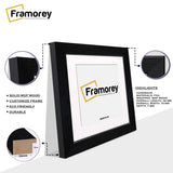 Square Black Picture Frames Handmade Wooden Frame With White Mount