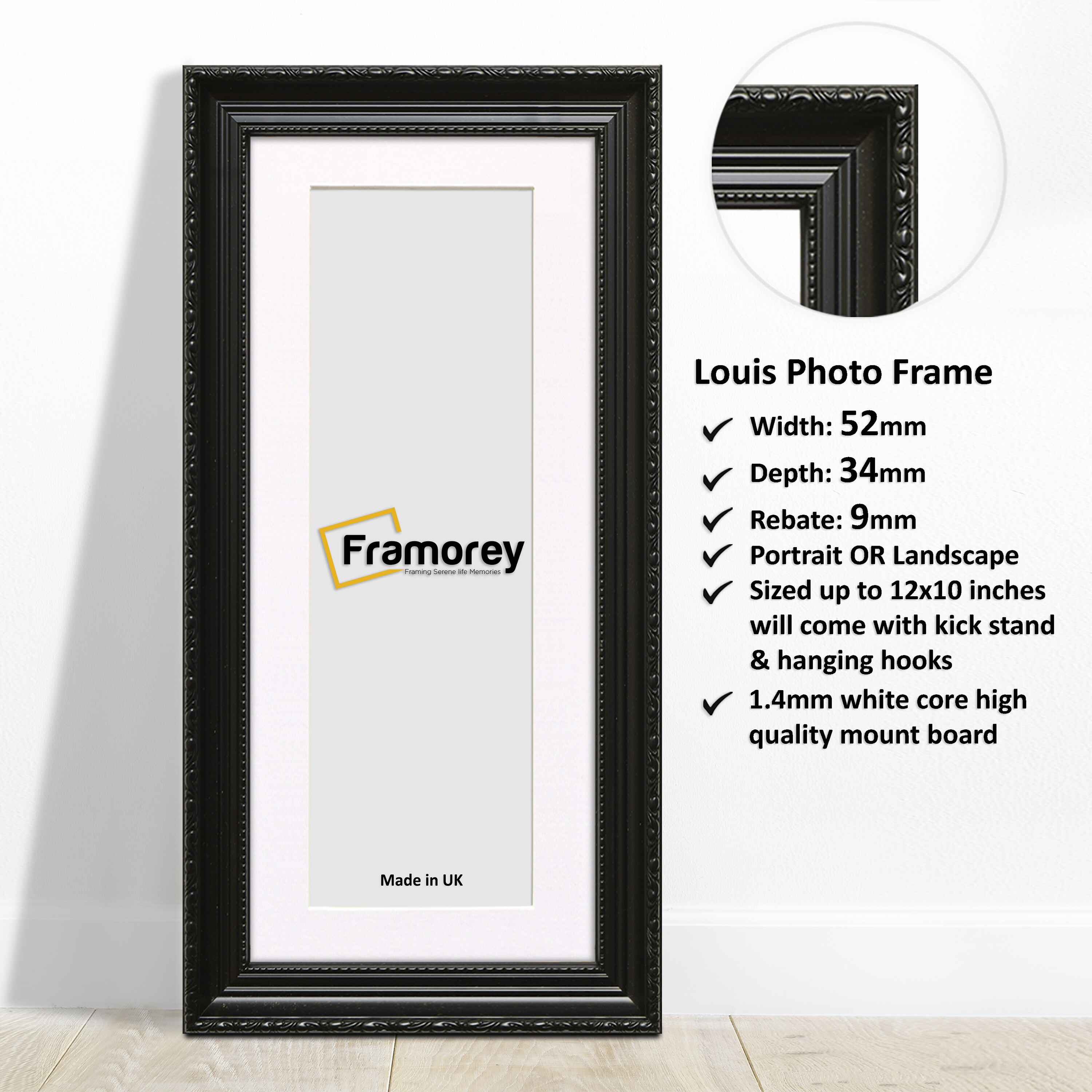 Panoramic Size Louis Black Maxi Art Poster Frames Picture Frames With White Mount
