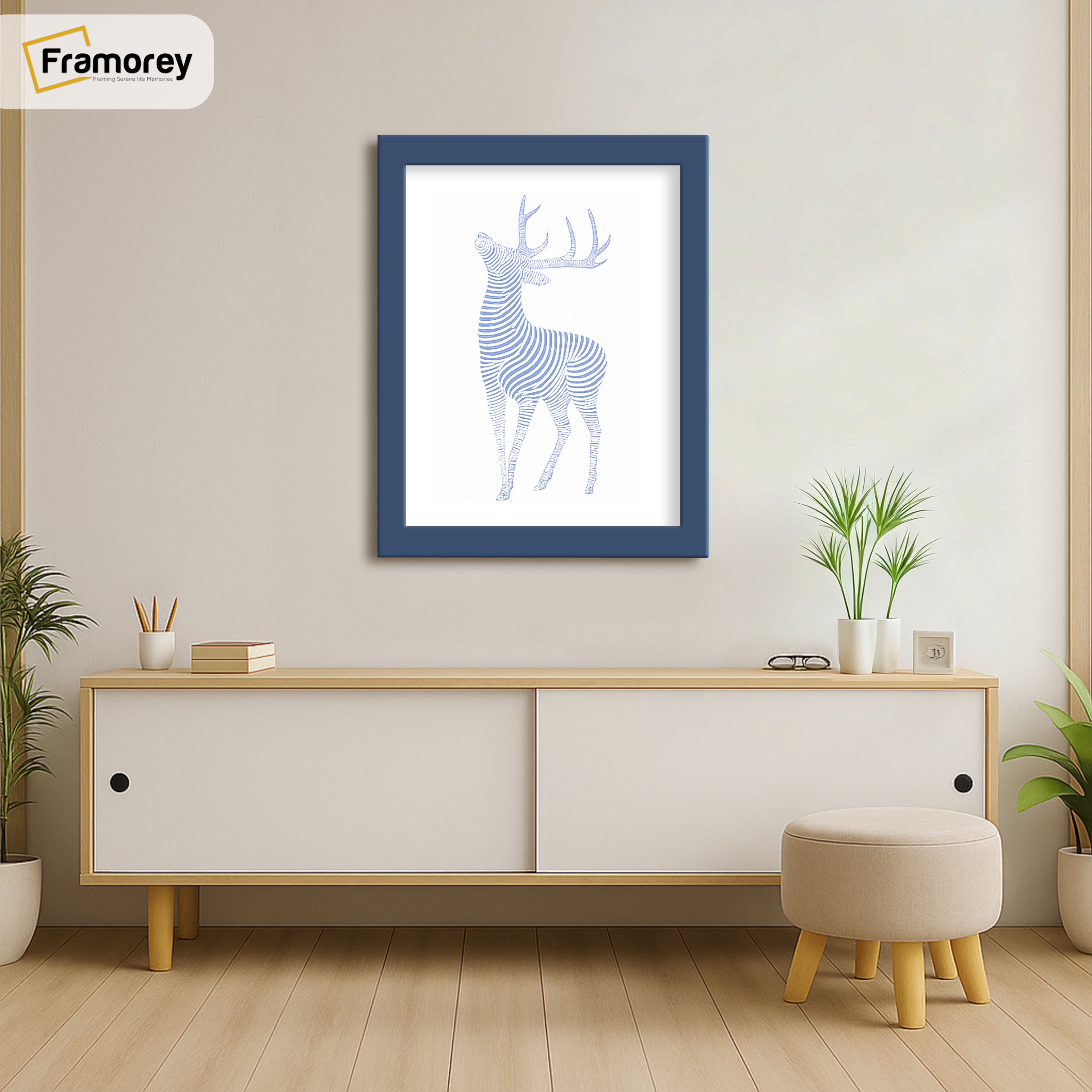 Blue Photo Frame - Wall Decor Frames. Wall View.